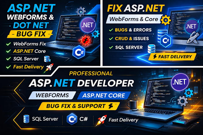 develop or fix asp net webforms and dot net web application