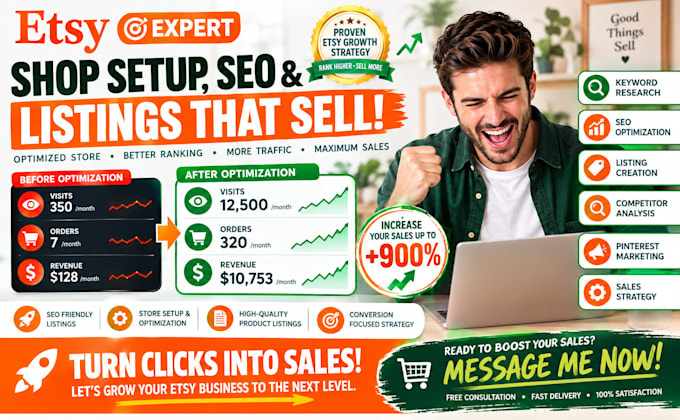 help you rank your etsy listings with SEO pinterest marketing sales optimization