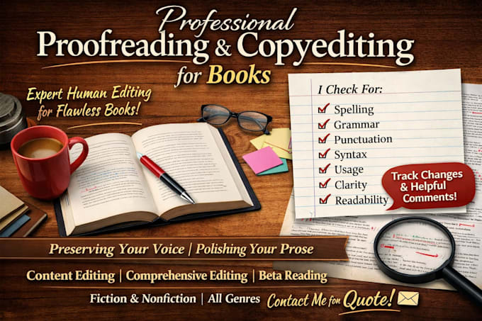 professional, proofreading, and copyediting for books