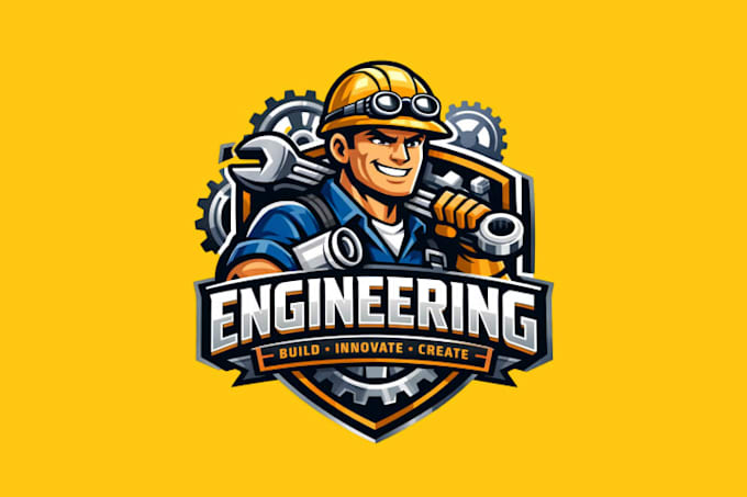 draw engineering mascot logo design with unlimited review
