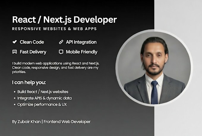 responsive react or nextjs website with modern UI
