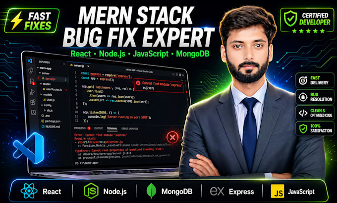 fix react, nodejs, and javascript bugs in your mern stack application