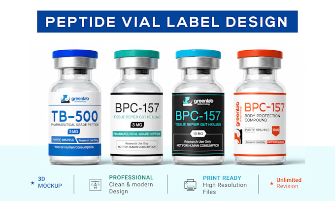 design product label, peptide vial label and sarms supplement label