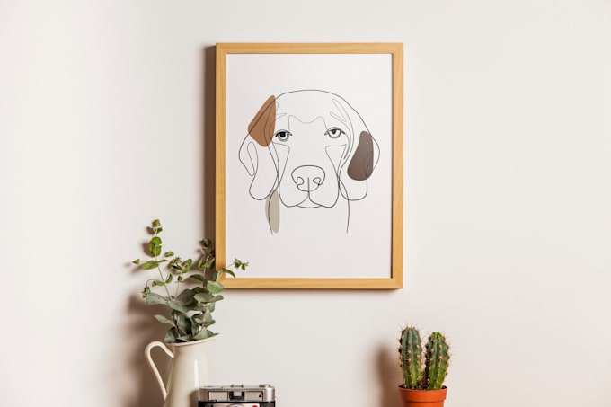 do pet illustration portrait in a unique line art style