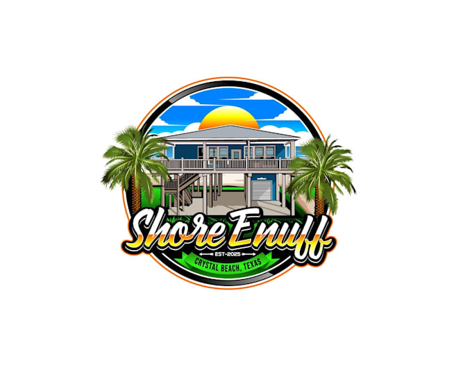 create attractive and imagination beach house logo design