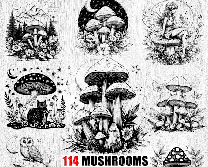 design hand drawn vintage mushroom logo