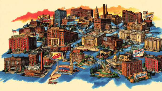 draw unique isometric map illustration flat design 2d isometric map