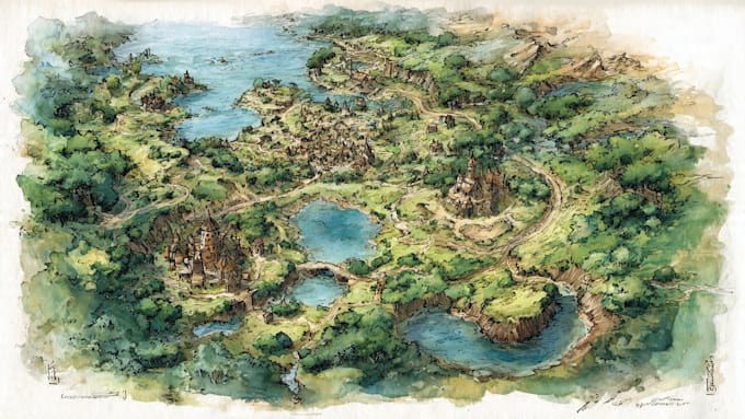 sketch watercolors custom illustrated maps