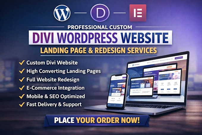 design custom divi wordpress website, landing page or redesign with divi theme