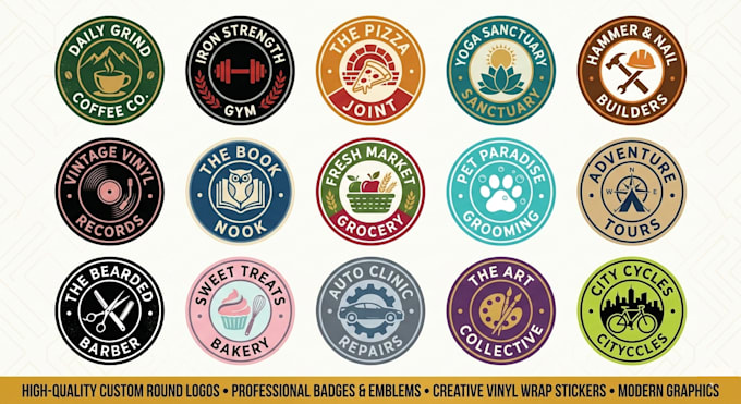 do a circular round, badge, stamp, sticker, label logo design