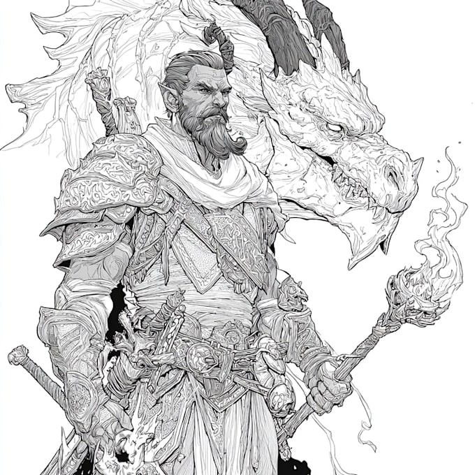 craft legendary dnd character line art
