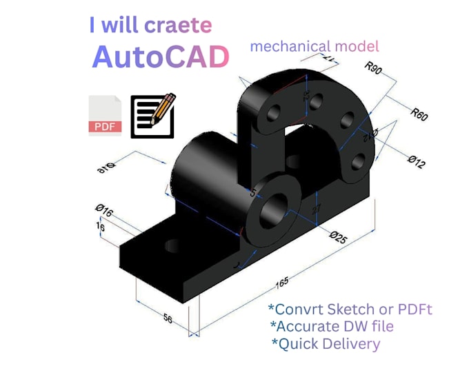 create professional 3d mechanical autocad drawing