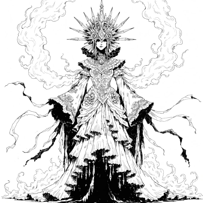 create breathtaking dnd character line art with extreme detail