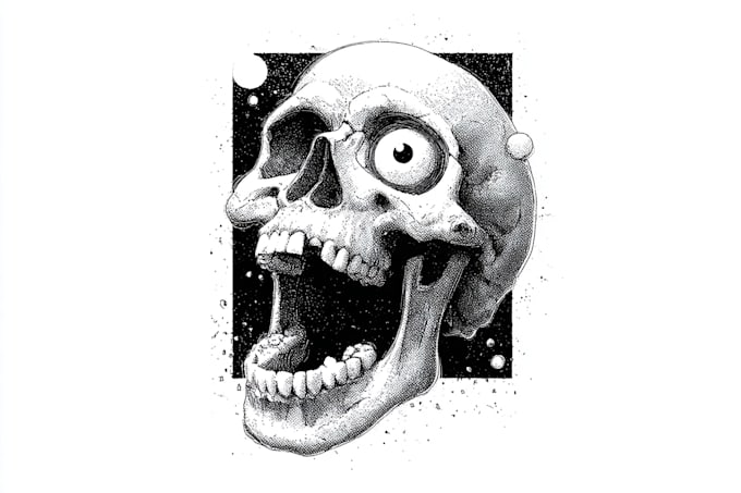 draw skull or retro cartoon character