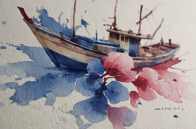 drawn artistic watercolor art