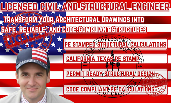 be licensed civil and structural engineer pe for ca and tx city permits
