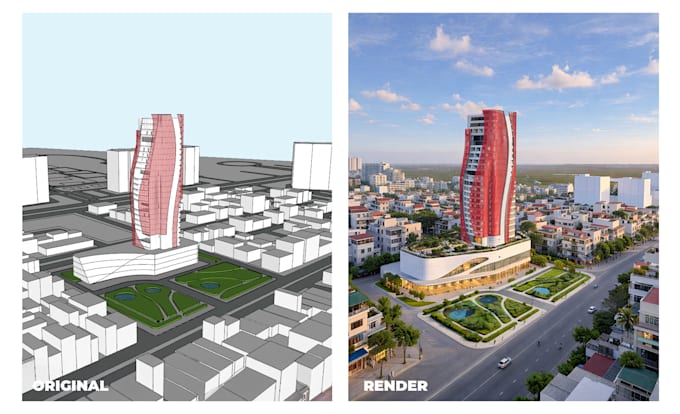 Modelo Render Transforme seu esboço ou modelo 3d em renders de ia impressionantes