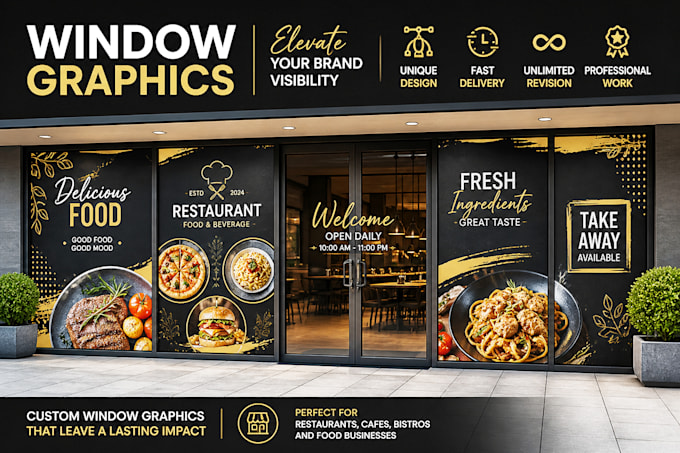 design professional shopfront, window graphics, window decals and wall wraps