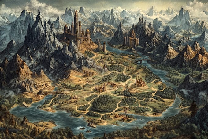 draw fantasy map dnd map rpg fantasy map illustration