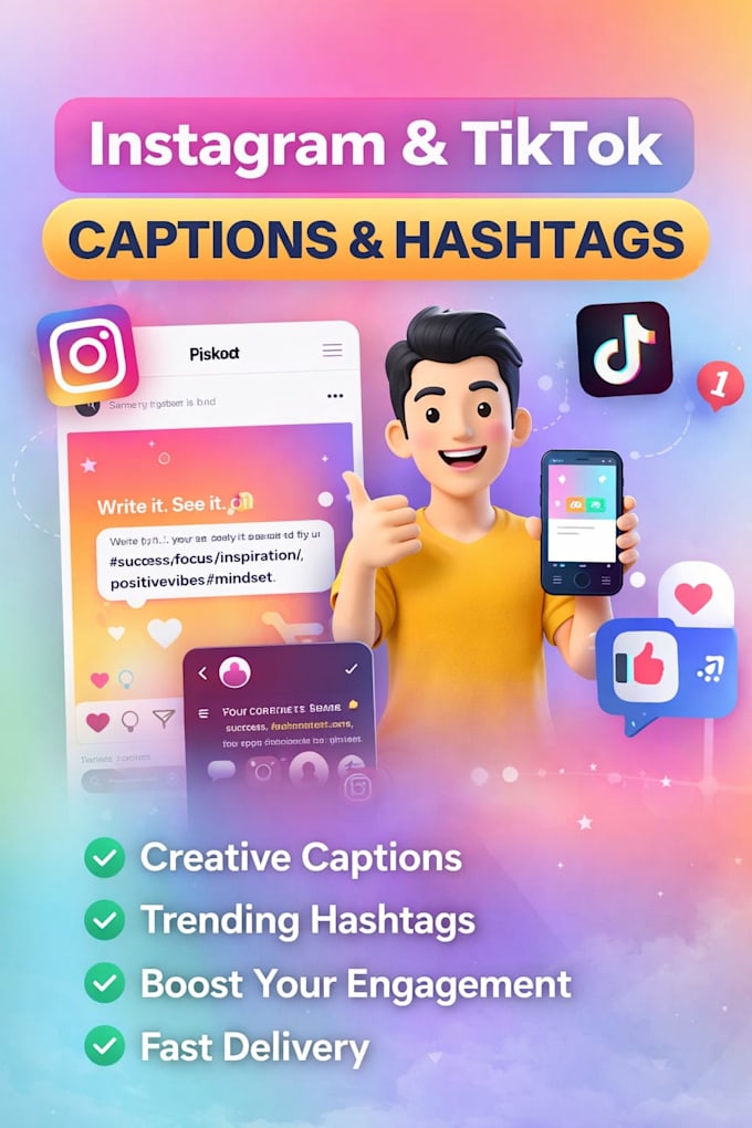 write aesthetic instagram captions and trending hashtags