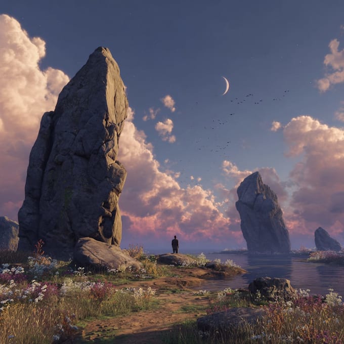 do a creative photorealistic environmental concept art