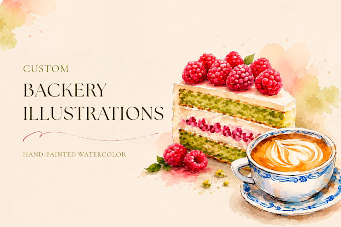 do watercolor bakery illustrations for menus