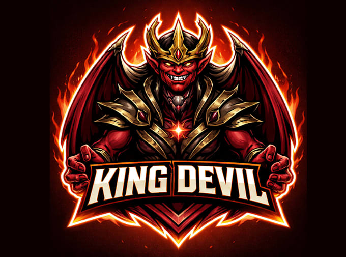 make king devil e sport mascot logo design service for your company