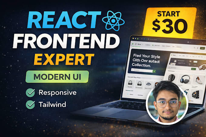 develop modern react frontend website with tailwind CSS
