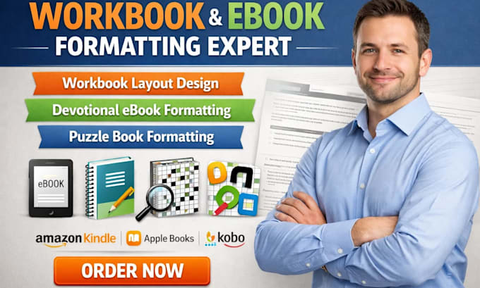 design workbook layout formatting, devotional ebook and  puzzle book formatting