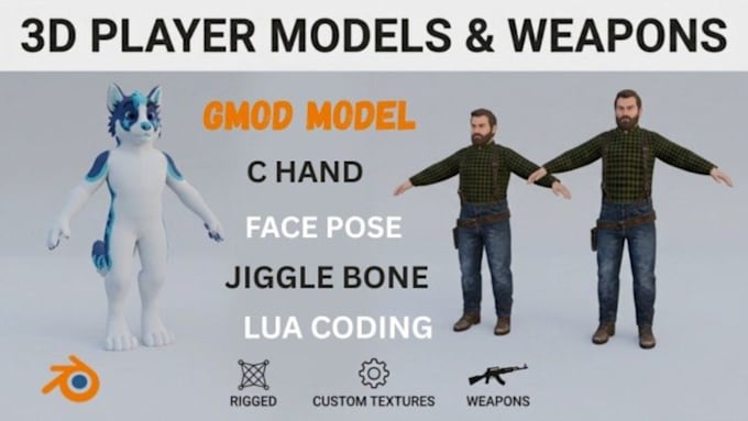 create custom gmod playermodel and weapon for garrys mod with addons and props