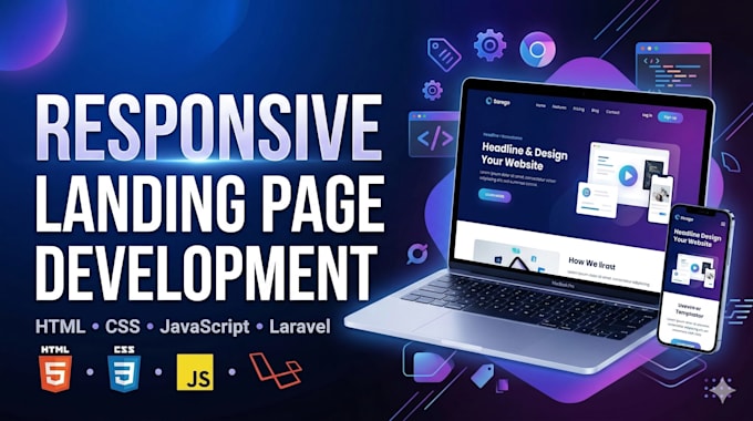 build responsive landing page using html css javascript