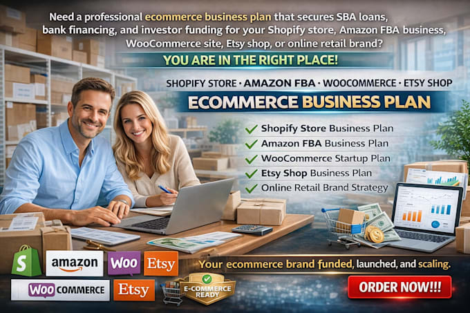 write shopify store amazon fba woocommerce esty shop ecommerce business plan