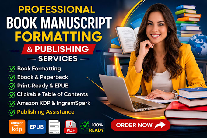 do manuscript formatting for ebook, paperback publishing, amazon, ingramspark