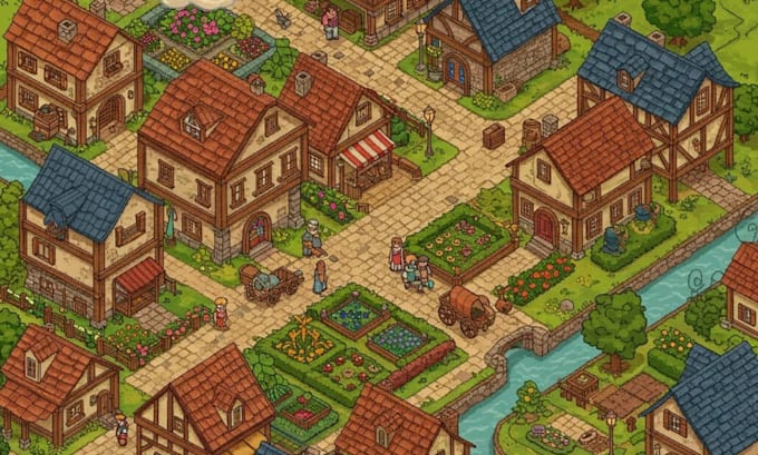 do topdown pixel tileset tile map sprite sheet dnd rpg asset pixel art animation