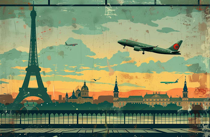 create retro vintage minimalist travel poster illustration