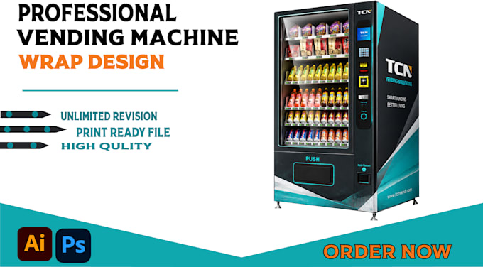 do custom modern vending machine and atm  machine wrap design