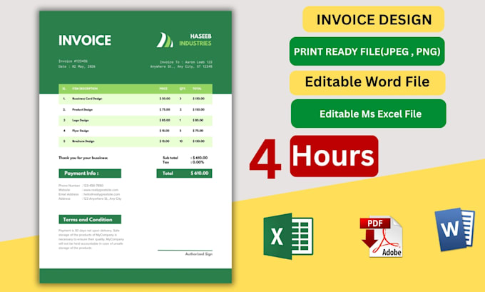 create xero invoice template, quote, receipt fillable PDF