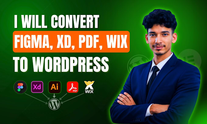 convert figma, shopify, xd, PDF, wix to wordpress