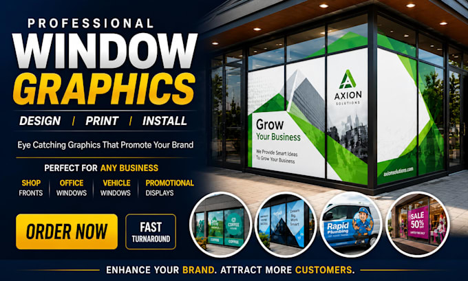 create amazing outstanding shop front design, window graphic design