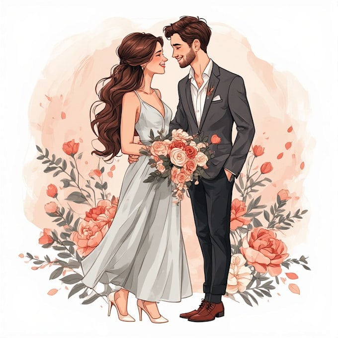 create a valentine custom couple portrait