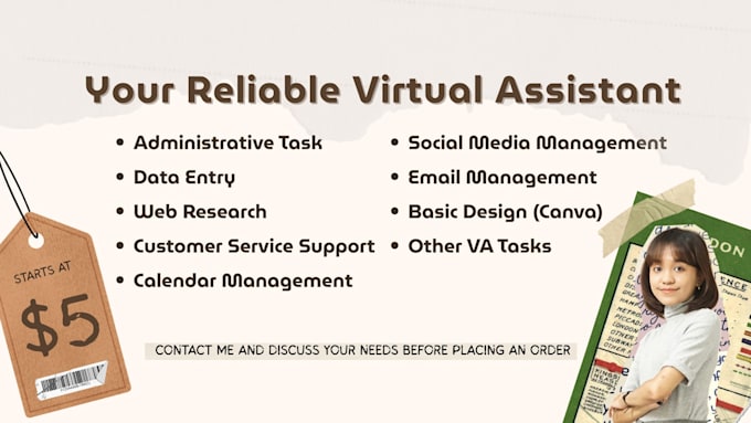be your dedicated virtual assistant for administrative work and web research