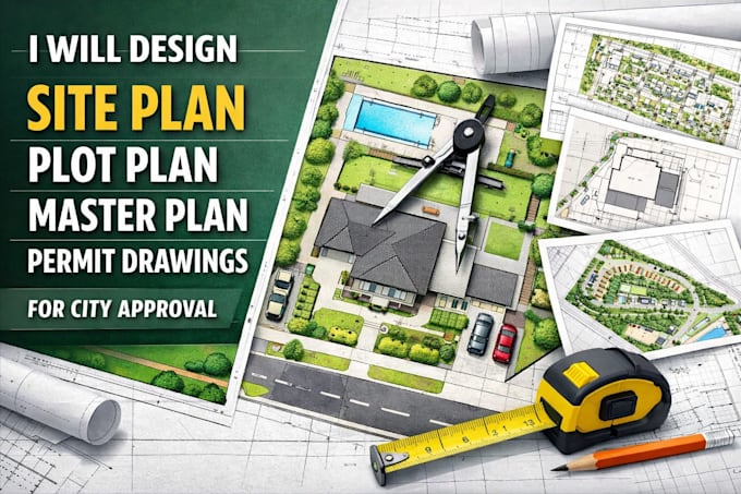 create detailed site plan, plot plan, master plan and permit drawings