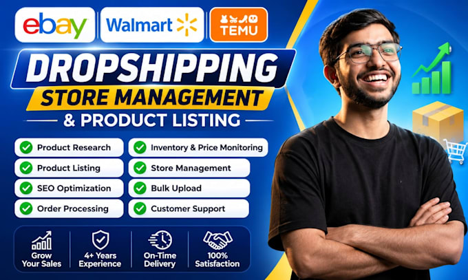 do ebay walmart and temu dropshipping store management and product listing