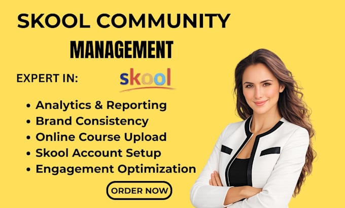setup skool, skool community,  online course and  community manager
