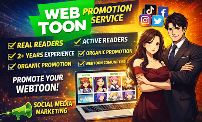 professional promotion for webtoon, comic covers, tapas, and webcomics