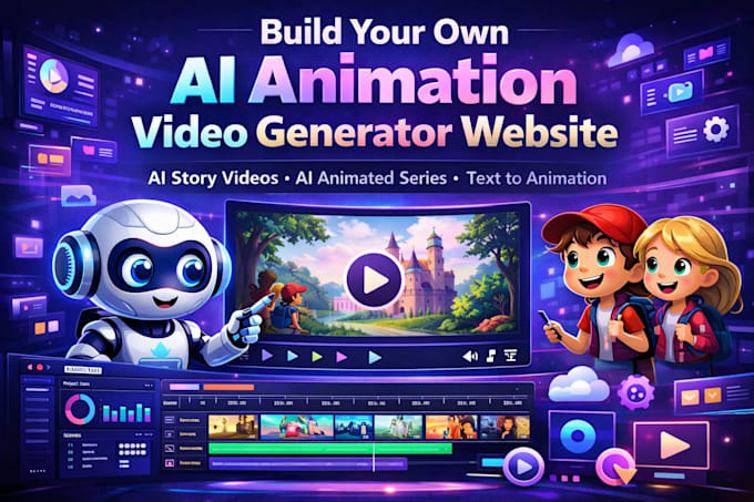 develop saas ai animation web, video series, story video generator website