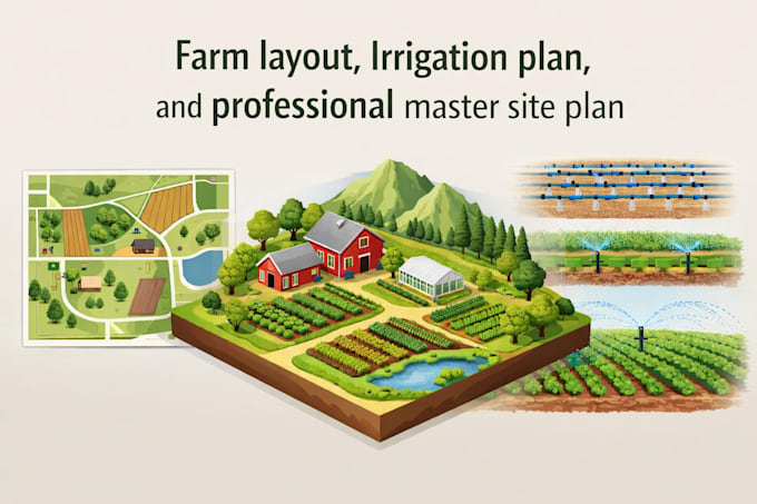 design farm layout, irrigation plan, and professional master site plan