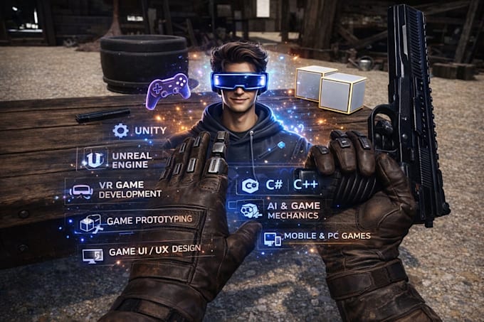 develop multiplayer game, VR games in unity or unreal engine