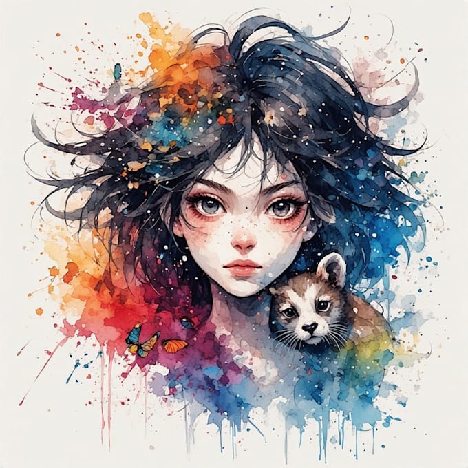 create a custom artistic watercolor portrait