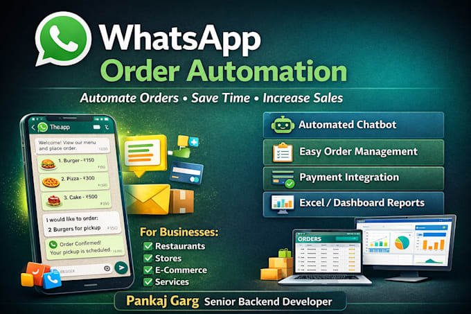 build whatsapp order automation system with chatbot and payment integration